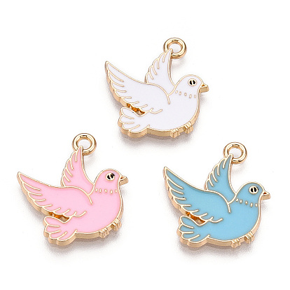 Сплав эмали подвески птиц, без кадмия, без никеля и без свинца, золотой свет, голубь мира