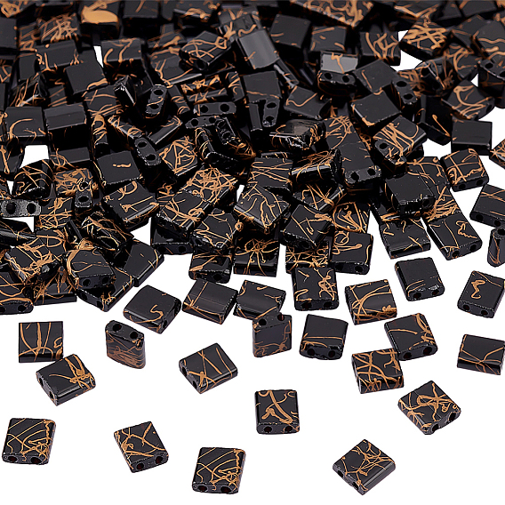 240шт 2стеклянный бисер с отверстием, непрозрачные цвета в античном стиле, квадратный