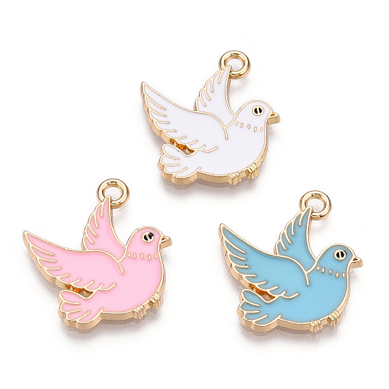 Сплав эмали подвески птиц, без кадмия, без никеля и без свинца, золотой свет, голубь мира