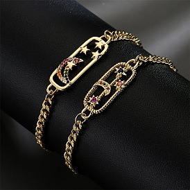 Gold-plated Copper Micro-inlaid Zircon Jewelry - Star Moon Bracelet, Australian Ancient Supply.