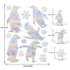 Penguin Rainbow Prism Electrostatic Window Stickers, PVC Anti Collision Stickers, for Windows, Glass Doors, Mirrors Decorations