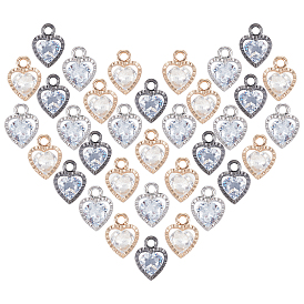 Heart Alloy Charms, with Cubic Zirconia