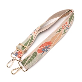 Polyester Flower Pattern Bag Straps, with Alloy Swivel Clasps, Bag Replacement Accessories