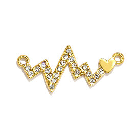 Подвески в форме сердца из нержавеющей стали со стразами, ионное покрытие (ip)