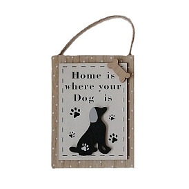 Wood Door Wall Hanging Decorations, Rectangle with Dog/Cat