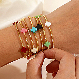 Браслеты из латуни с бусинами и эластичной лентой, тонкие золотые цепочки, модные ювелирные аксессуары для женщин, розовое золото 