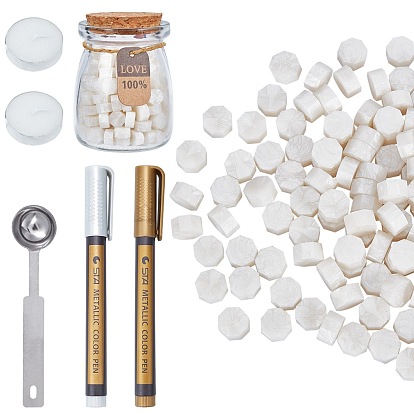 CRASPIR Sealing Wax Particles, with Metallic Markers Paints Pens, Stainless Steel Spoon, Candle, for Retro Seal Stamp