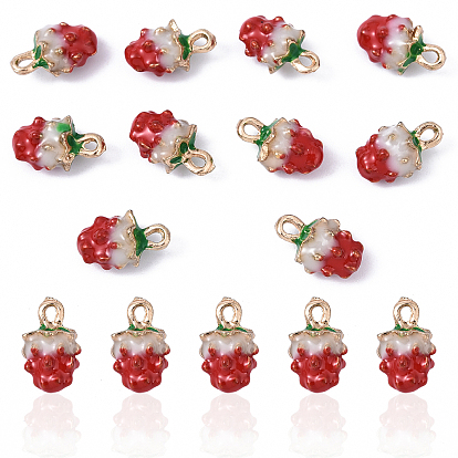 10 шт. позолоченные эмалевые подвески из сплава, клубника