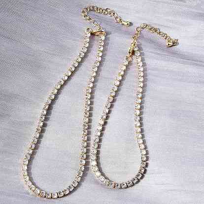 Латунные браслеты-цепочки с микропаве из прозрачных кубических цирконий для женщин, квадратный, без свинца и без кадмия, долговечный, стойки покрытие