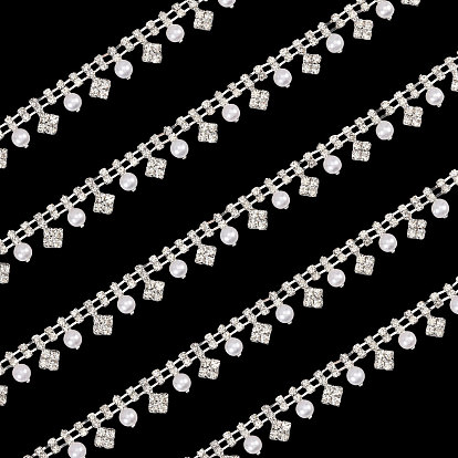 Железо горный хрусталь чашка цепи, с имитацией жемчуга, круглые, с картонной карточкой