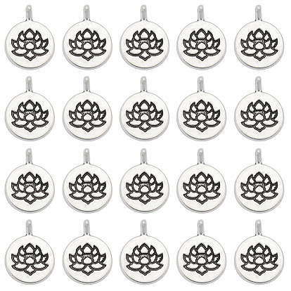 50 шт. Подвески из сплава в тибетском стиле, плоские круглые с лотоса, без кадмия и без свинца