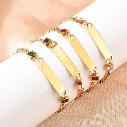 304 из нержавеющей стали ссылка браслеты, со стаканом для женщин, ионное покрытие (ip), реальный 18 k позолоченный