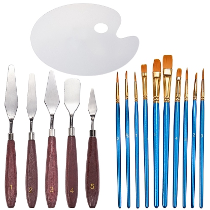 Gorgecraft DIY Painting Kits, with Transparent Acrylic Paint Palette, Stainless Steel Palette Scraper Set and Art Brushes