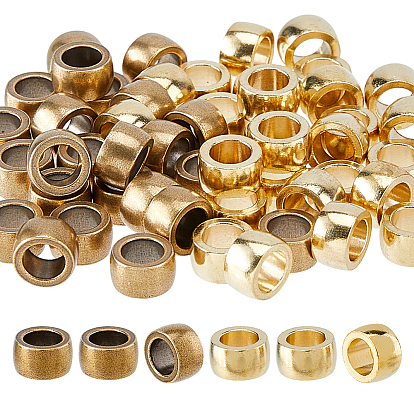 60pcs 2 couleurs perles européennes en laiton, Perles avec un grand trou   , colonne