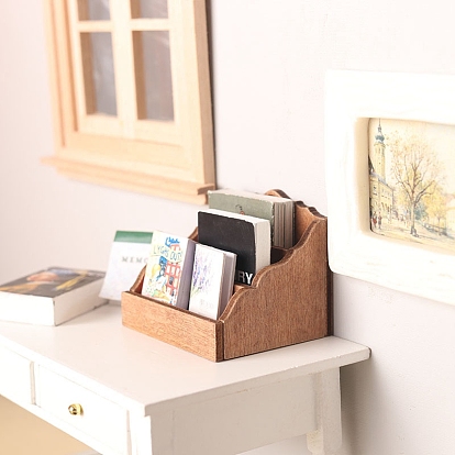 Деревянная подставка для журналов мини-модель, аксессуары для кукольного домика с микро-ландшафтом, притворяясь опорными украшениями