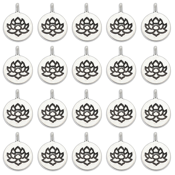 50 шт. Подвески из сплава в тибетском стиле, плоские круглые с лотоса, без кадмия и без свинца