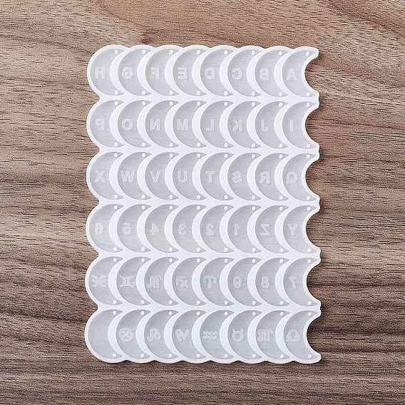 Moon with Letter Link Pendant Silicone Molds, Constellations Resin Casting Molds, for UV Resin, Epoxy Resin Jewelry Making