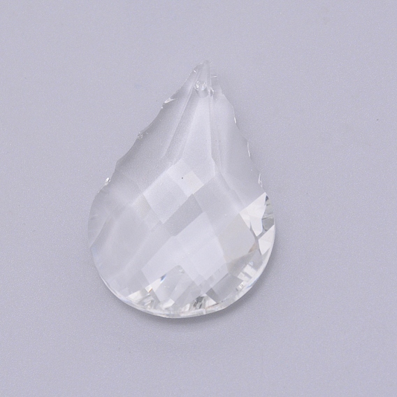 Transparent Glass Big Pendants, for Chandelier Crystal Hanging Pendants, Faceted, Teardrop