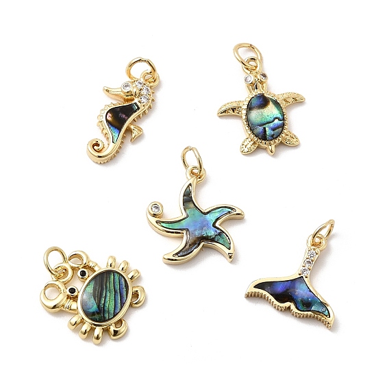 Латунные микро проложить кубического циркония подвески, с ракушкой пауа и эпоксидной смолой, стойки покрытие, долговечный, без свинца и без кадмия, реальный 18 k позолоченный, с целью перехода в кольце