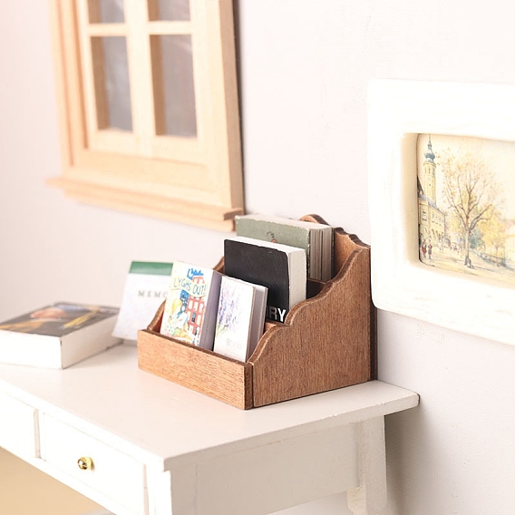 Деревянная подставка для журналов мини-модель, аксессуары для кукольного домика с микро-ландшафтом, притворяясь опорными украшениями