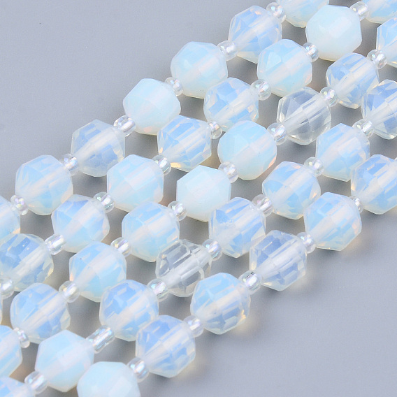Perles opalite brins, ronde, facette