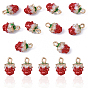 10 шт. позолоченные эмалевые подвески из сплава, клубника