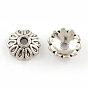 Тибетском стиле сплав шарик крышки, без кадмия и без свинца, цветок, 8x2.5 мм, Отверстие : 1.5 мм , около 3571 шт / 1000 г