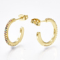 Brass Micro Pave Cubic Zirconia Stud Earrings, Half Hoop Earrings