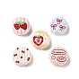 Opaque Printed Acrylic Beads, Floral with Bowknot & Strawberry & Heart & Word Pattern