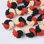 Glass Seed Beads Cabochons, Cluster Beads, with Golden Plated Iron Perforated Disc Settings, Flower