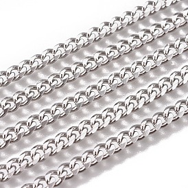 Handmade 304 Stainless Steel Cuban Link Chains, Chunky Curb Chains, Twisted Chains, Unwelded, Faceted