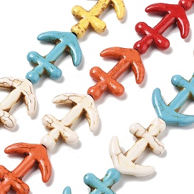 Синтетических нитей бирюзовые бусы, окрашеные, якорь