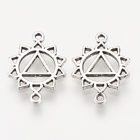 Соединители из сплава в тибетском стиле, цветок, без кадмия и без свинца, чакра, манипуру