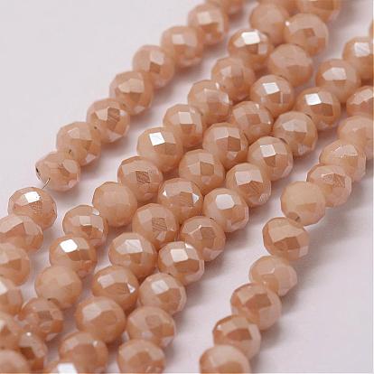 Electroplate Glass Bead Strands, Rondelle, Faceted