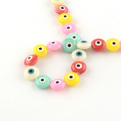 Evil Eye Natural Freshwater Shell Beads Strands, 10x4~5mm, Hole: 0.5mm, about 40pcs/strand, 15.7 inch