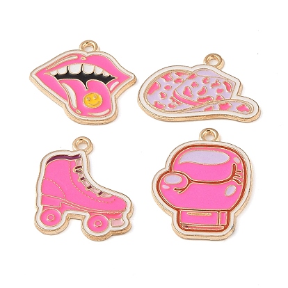 Подвески из позолоченного сплава Eanaml, Боксёр/губа/шляпа/шарм для коньков розовой серии