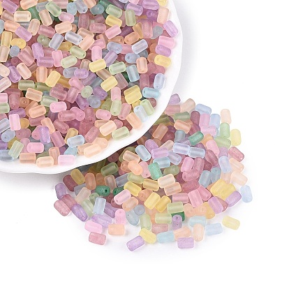 Perles de rocaille en verre transparent dépoli fgb, colonne, trou rond, teint et cœur