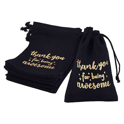 30шт. джутовые сумки с завязками и золотым тиснением спасибо за то, что вы есть, прямоугольные