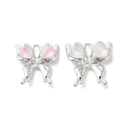 Подвески из сплава со стразами, без свинца и без кадмия, бабочка, серебряные