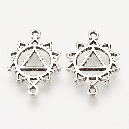 Соединители из сплава в тибетском стиле, цветок, без кадмия и без свинца, чакра, манипуру