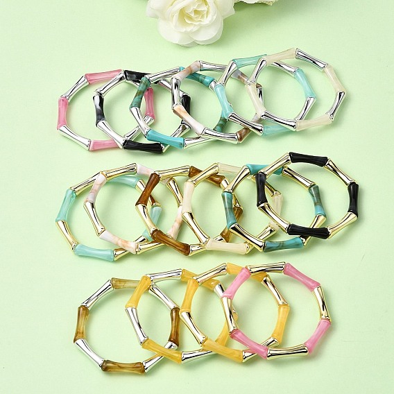 Эластичные браслеты из бусин из смолы с покрытием для женщин, бамбук, долговечный