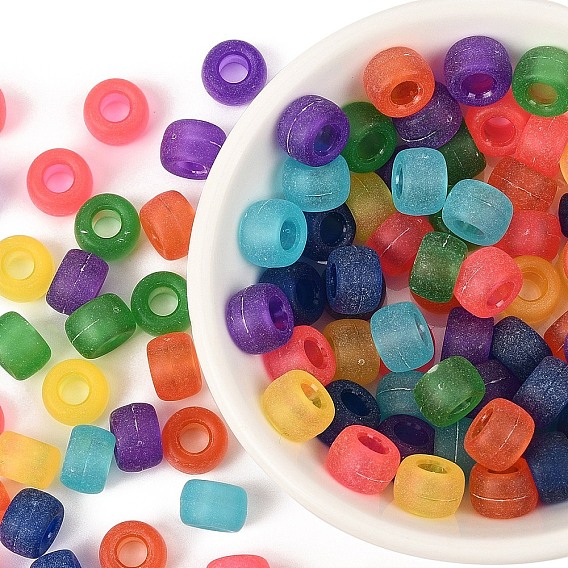 100шт. прозрачные пластиковые бусины, матовые, баррель