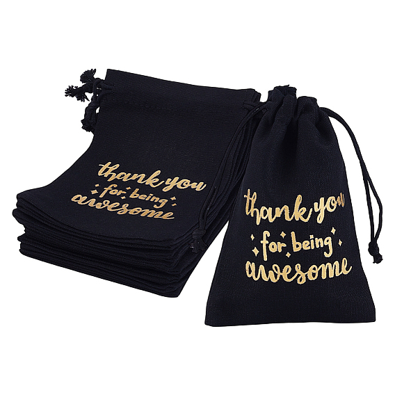 30шт. джутовые сумки с завязками и золотым тиснением спасибо за то, что вы есть, прямоугольные