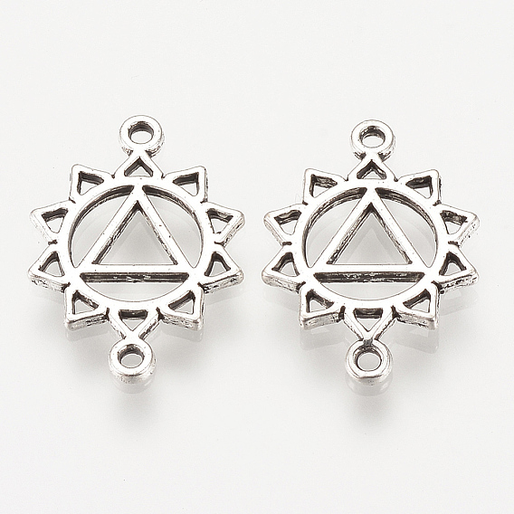 Соединители из сплава в тибетском стиле, цветок, без кадмия и без свинца, чакра, манипуру