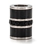 304 Stainless Steel Beads, Large Hole Beads, with Jet Rhinestone, Column