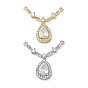 Brass Micro Pave Clear Cubic Zirconia Chandelier Component Links, V Shape with Teardrop