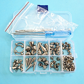 DIY Purse Making Kit, Including Brass Rivets, Alloy Screws, Puncher, Needles & Screwdriver, with Plastic Box