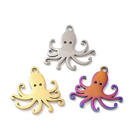 Ion Plating(IP) 304 Stainless Steel Pendants, Octopus Charm