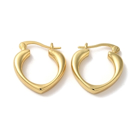 Rack Plating Brass Heart Hoop Earrings for Women, Lead Free & Cadmium Free, Long-Lasting Plated