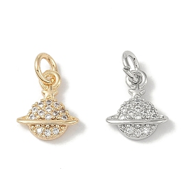 Brass Micro Pave Clear Cubic Zirconia Pendants, Fixed Star